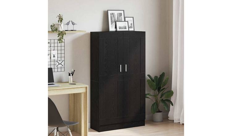 Walplus 3 Tier Engineered Wood Book Cabinet - Dark Oak - 82.5 x 30.5 x 150 cm