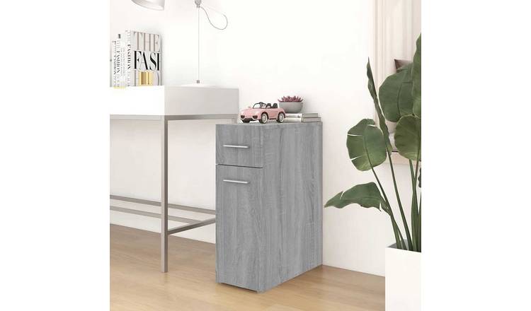 Walplus Engineered Wood Cabinet - Grey and Oak - 20 x 45.5 x 60 cm