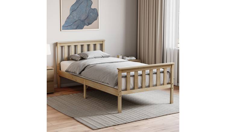 Vida Designs Milan Single Wooden High Foot Bed With Foam Mattress - Pine
