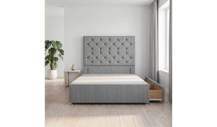 Somnior Diamante Tweed 2FT6 Small Single 2 Drawer Divan Bed Base - Coffee