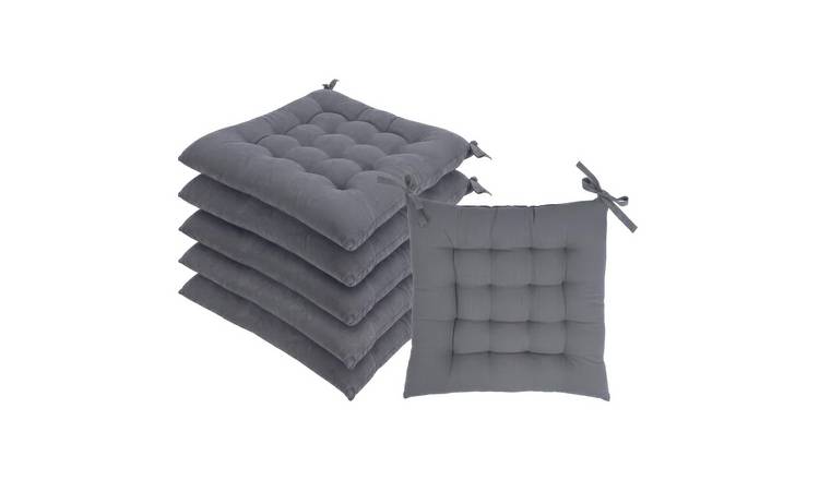 Harbour Housewares Square Seat Pads - 40 x 40 x 5cm - Grey - Pack of 6