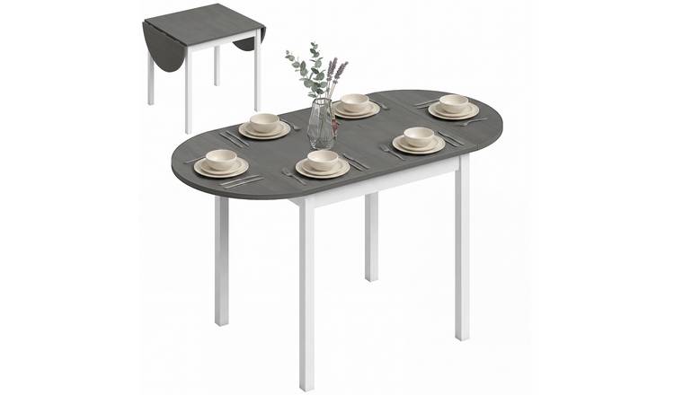 HOMCOM Wooden Foldable Dining Table for Small Spaces - Grey