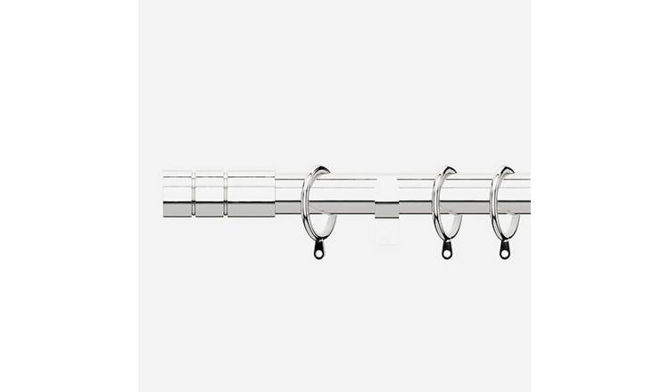 New Edge Blinds Polished Chrome 28mm Barrel Fixed Metal Curtain Pole - 115cm
