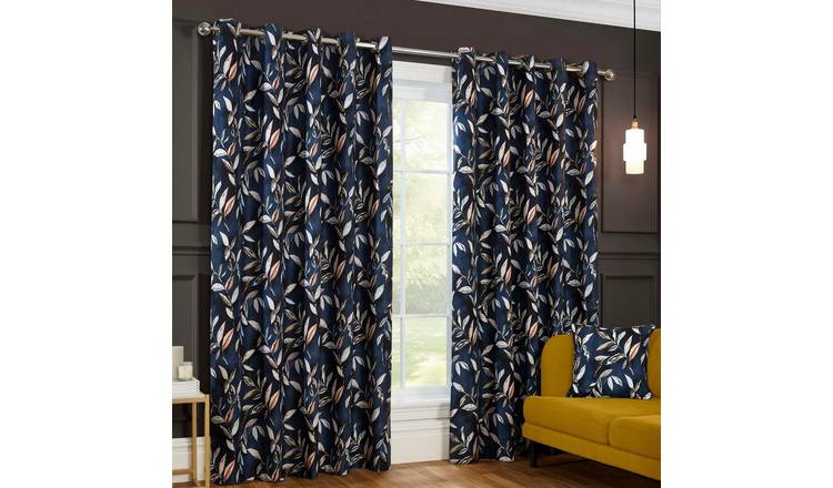 Sundour Madrid Eyelet Curtains - Navy - 117 x 137cm