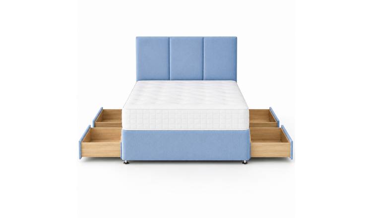 Comfy Deluxe 6ft Super King    4 Drawer Plush Velvet Divan Bed Set -  Sky Blue