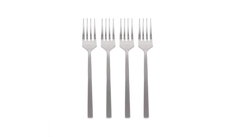 Argon Tableware Stainless Steel Cake Forks - Silver - Pack of 4