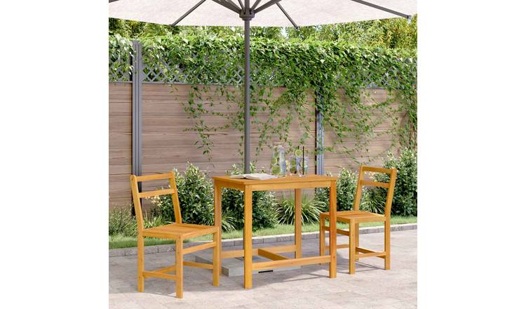Walplus 3 Piece Acacia Wood Outdoor Furniture Set - Brown - 80 x 55 x 75 cm
