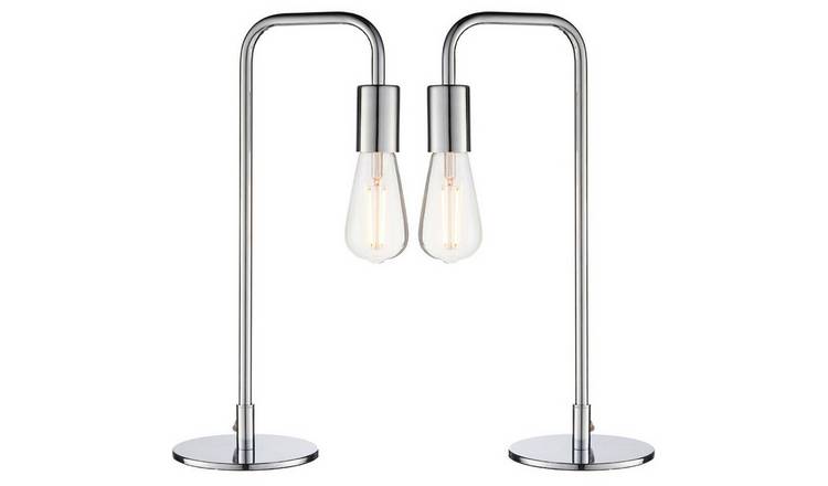 Loops Direct Pack of 2 Steel Table Lamp - Chrome