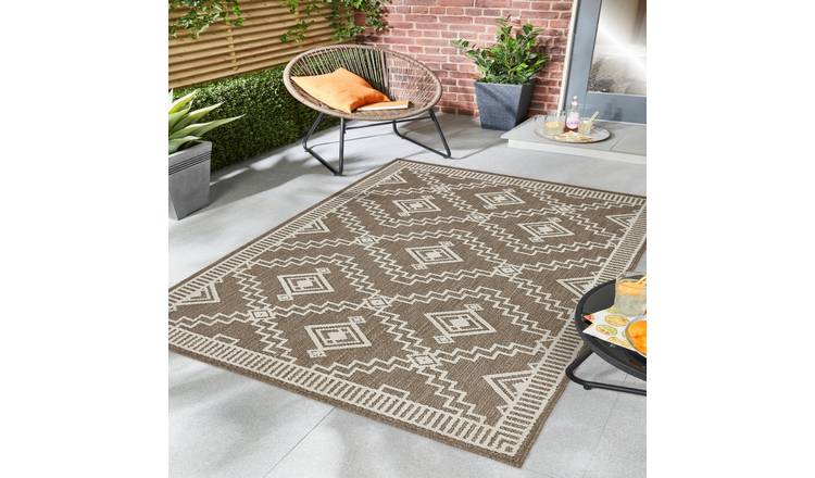 Mega Flooring Brown Modern Bordered Rug - 120 x 170cm