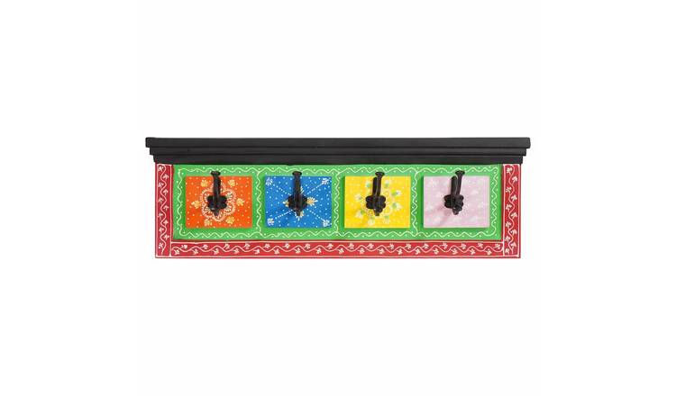 Walplus Wood Coat Rack - Black - 80 x 25 x 2 cm
