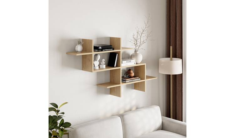 Decortie Halic Particleboard Floating Wall Shelf - Oak