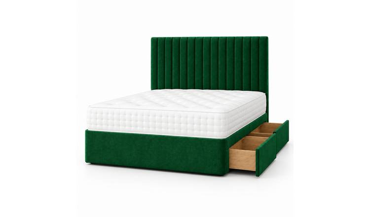 Comfy Deluxe 6ft Super King     2 Drawer Suede  Divan Bed Set -  Green