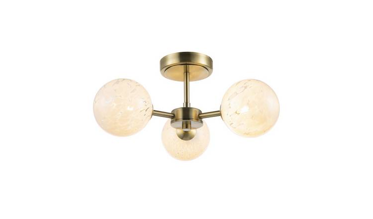 Happy Homewares Antique Brass with White Confetti Ceiling Light - 39cm
