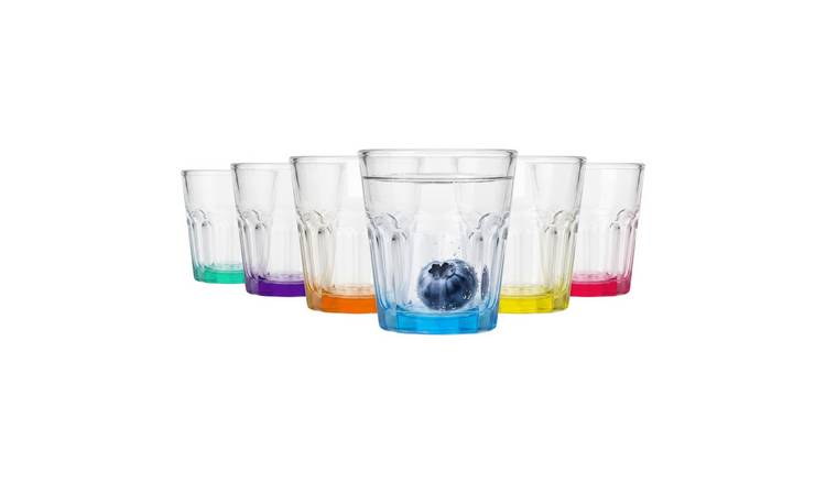 Argon Tableware Panelled Shot Glasses with Coloured Base - 55ml - Pack of 6