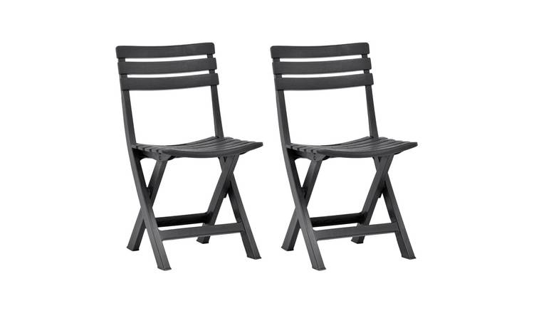 Walplus Pack of 2 Plastic Folding Chairs - Anthracite - 44 x 41 x 78 cm