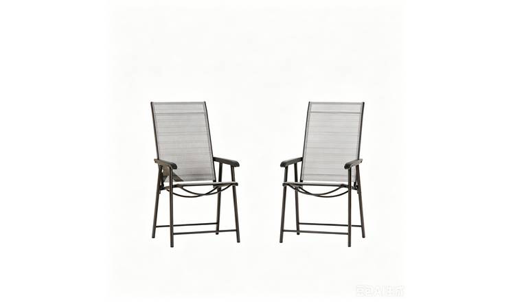 Living and Home Set of 2 Fabric Foldable Garden Chairs - Black
