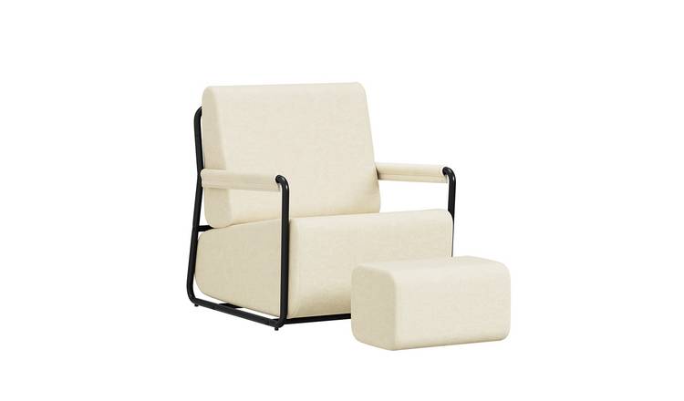 SoBuy Ergonomic Sofa Chair with Footstool - Cream
