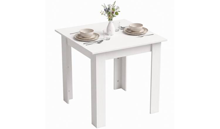 HOMCOM Square Dining Table with Faux Concrete Effect and Foot Pads - White