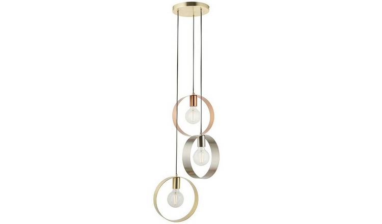 Loops Direct Steel 3-Bulb Ceiling Pendant - Brushed Copper