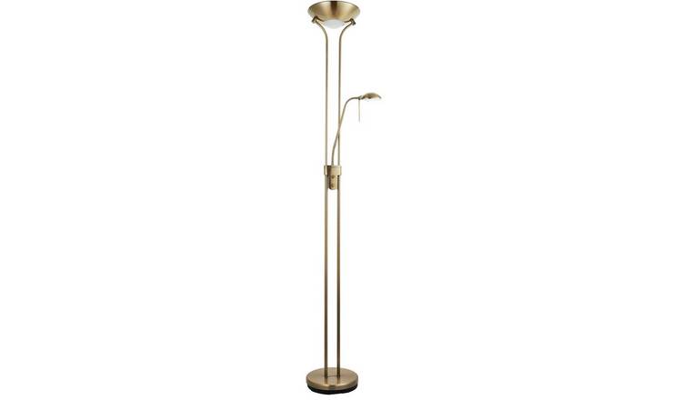 Loops Direct 50.5cm Diameter Steel and Glass Floor Lamp - Antique Brass