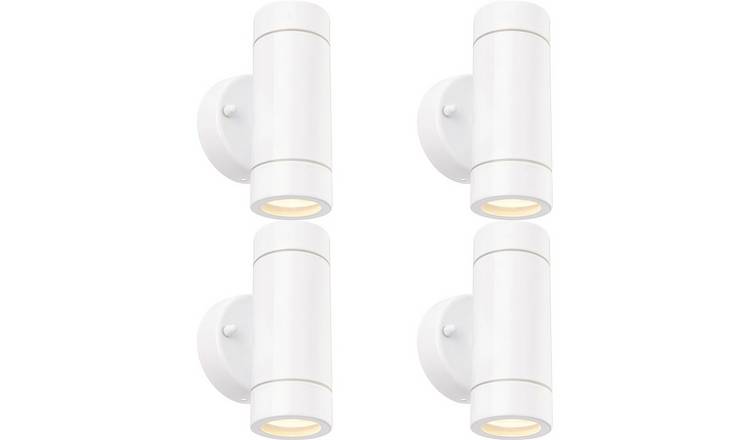 Loops Direct Pack of 4 8.5cm Stainless Wall Light - Gloss White