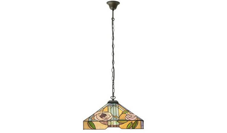 Loops Direct 42.5cm Diameter Tiffany Glass Pendant Light - Bronze