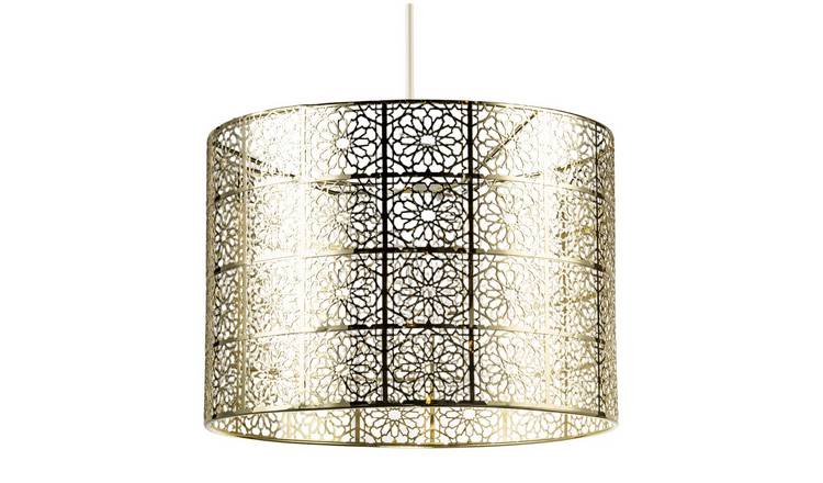 Happy Homewares Gold Moroccan Inspired in Plated Gold Pendant Shade - 28cm