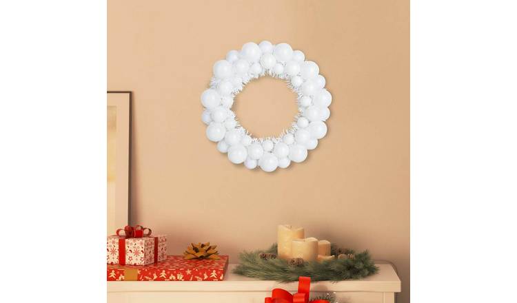 Walplus Pack of 2 Christmas Baubles - White - 33 x 33 x 7 cm