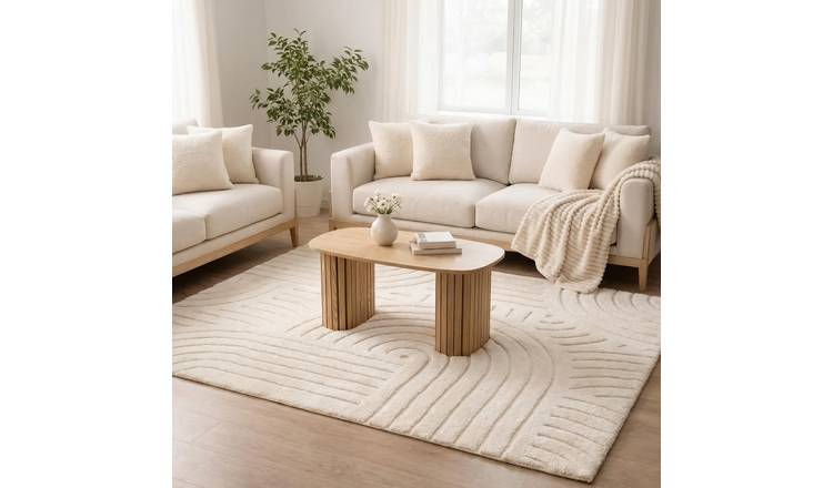 OHS Contemporary Tufted Arches Rug - 120 x 170cm - Stone