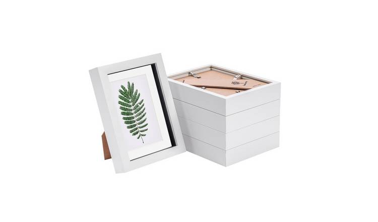 Nicola Spring 3D Box Photo Frames - 5 x 7" with Mount - Set of 5 - White