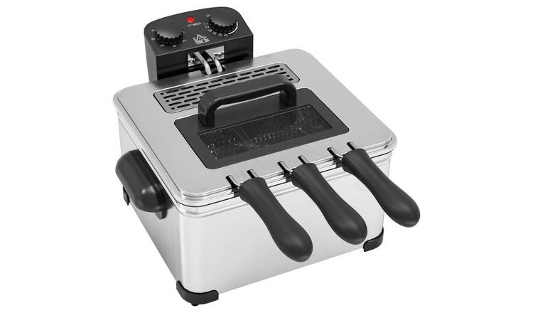 HOMCOM 5 Litre Deep Fat Fryer Stainless Steel Adjustable Temperature 2000W