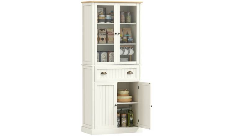 HOMCOM 5 Tier Adjustable Freestanding Kitchen Cupboard - Cream