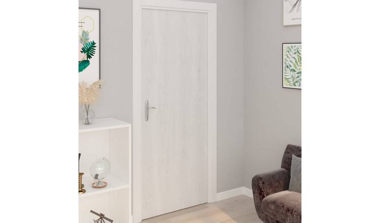 Walplus Pack of 4 PVC Self-adhesive Door Films - White Wood - 210 x 90 cm