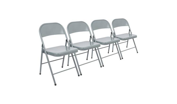 Harbour Housewares Metal Folding Chairs Pack of 4 - Matt Grey