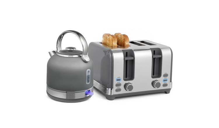 HOMCOM 1.7L Stainless Steel Kettle and Toaster Set with Browning Controls - Grey