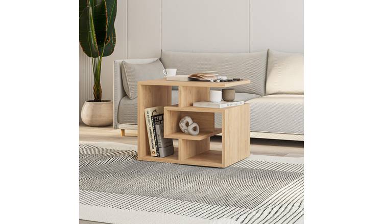Decortie Labirent Particleboard Melamine Side Table - Oak