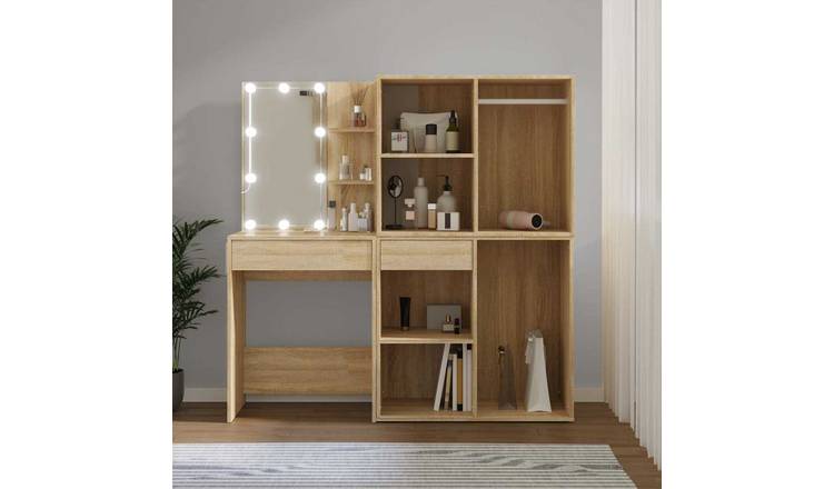 Walplus LED Engineered Wood Dressing Table - Sonoma Oak - 60 x 40 x 140 cm