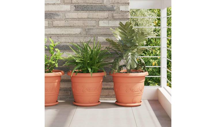 Walplus Pack of 6 Plastic Plant Pot - Brick Red - 30 x 30 x 25 cm