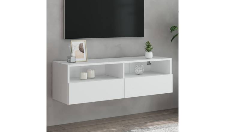 Walplus Engineered Wood TV Wall Unit - White - 100 x 30 x 30 cm