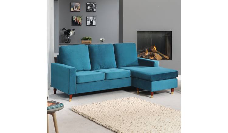 Artemis Home Hendrick Velvet Reversible Corner Sofa - Teal