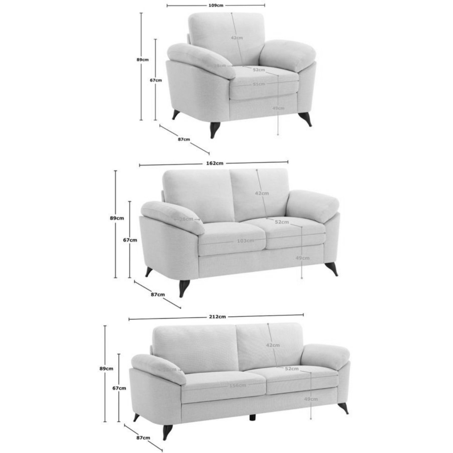 Furniture Online Malmo Scandi Style Linen 1+2+3 Seater Sofa Set - Beige - Image 8