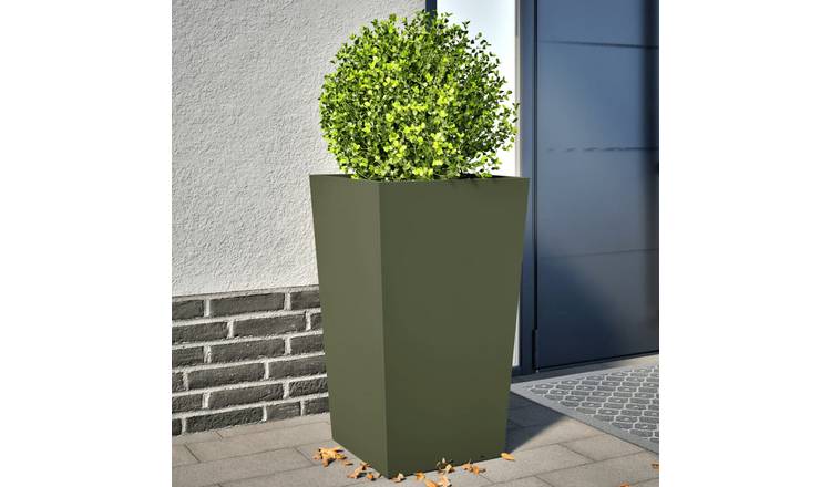 Walplus Pack of 2 Steel Garden Planter - Olive Green - 45 x 45 x 75 cm