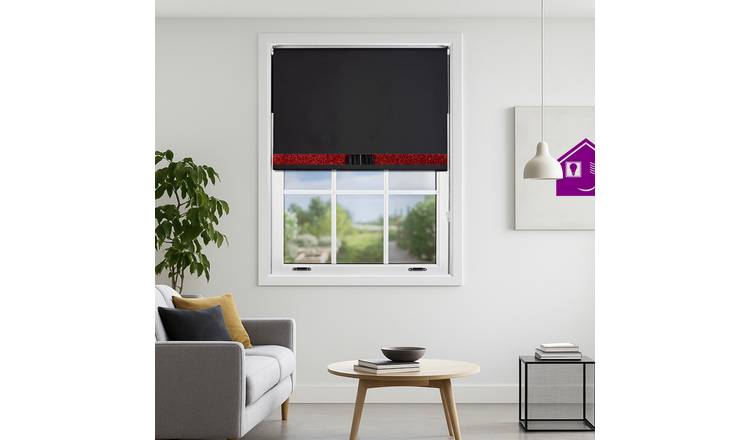 Furnished Black Blackout Roller Blind Glitter and Bow - 60 x 165cm