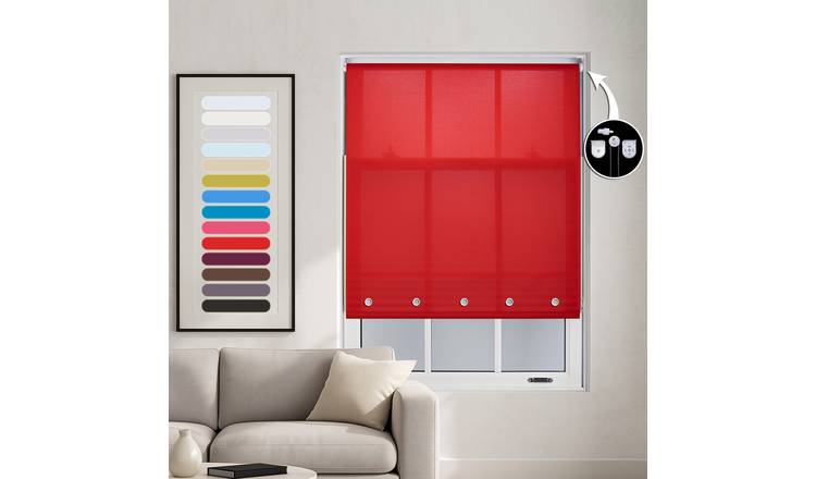 Furnished Red Daylight Roller Blind witth Round Eyelets - 150cm x 210cm
