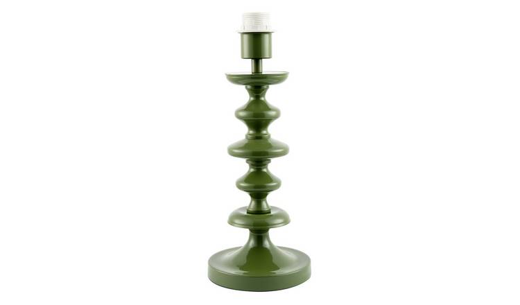 Happy Homewares Olive Green Gloss Base with Chic Round Step Table Lamp - 15cm