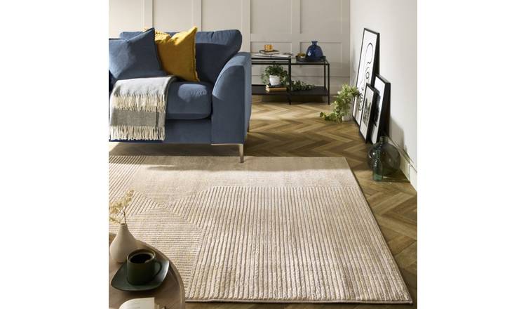 Mega Flooring Beige Modern Geometric Rug - 80 x 150cm