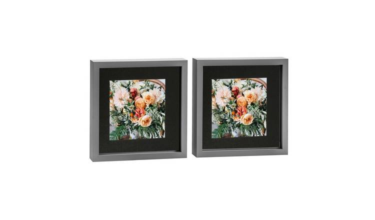 Nicola Spring 3D Box Photo Frames - 10 x 10" with Mount - Set of 2 - Grey