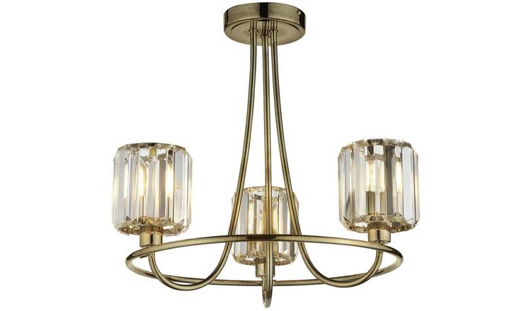 Loops Direct 45.6cm Diameter Semi Flush Ceiling Light - Antique Brass