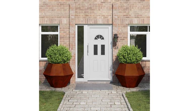 Walplus Pack of 2 Corten Steel Garden Planter - Rusty - 100 x 100 x 80 cm