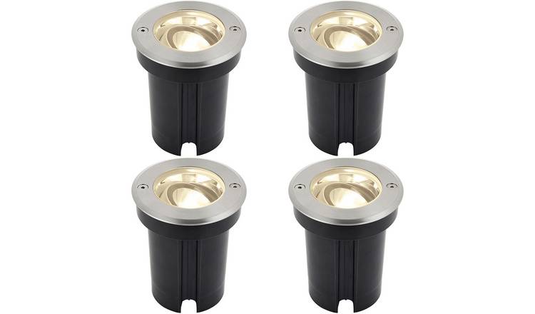 Loops Direct Set of 4 6W LED Stainless Steel In-Ground Light - Brushed